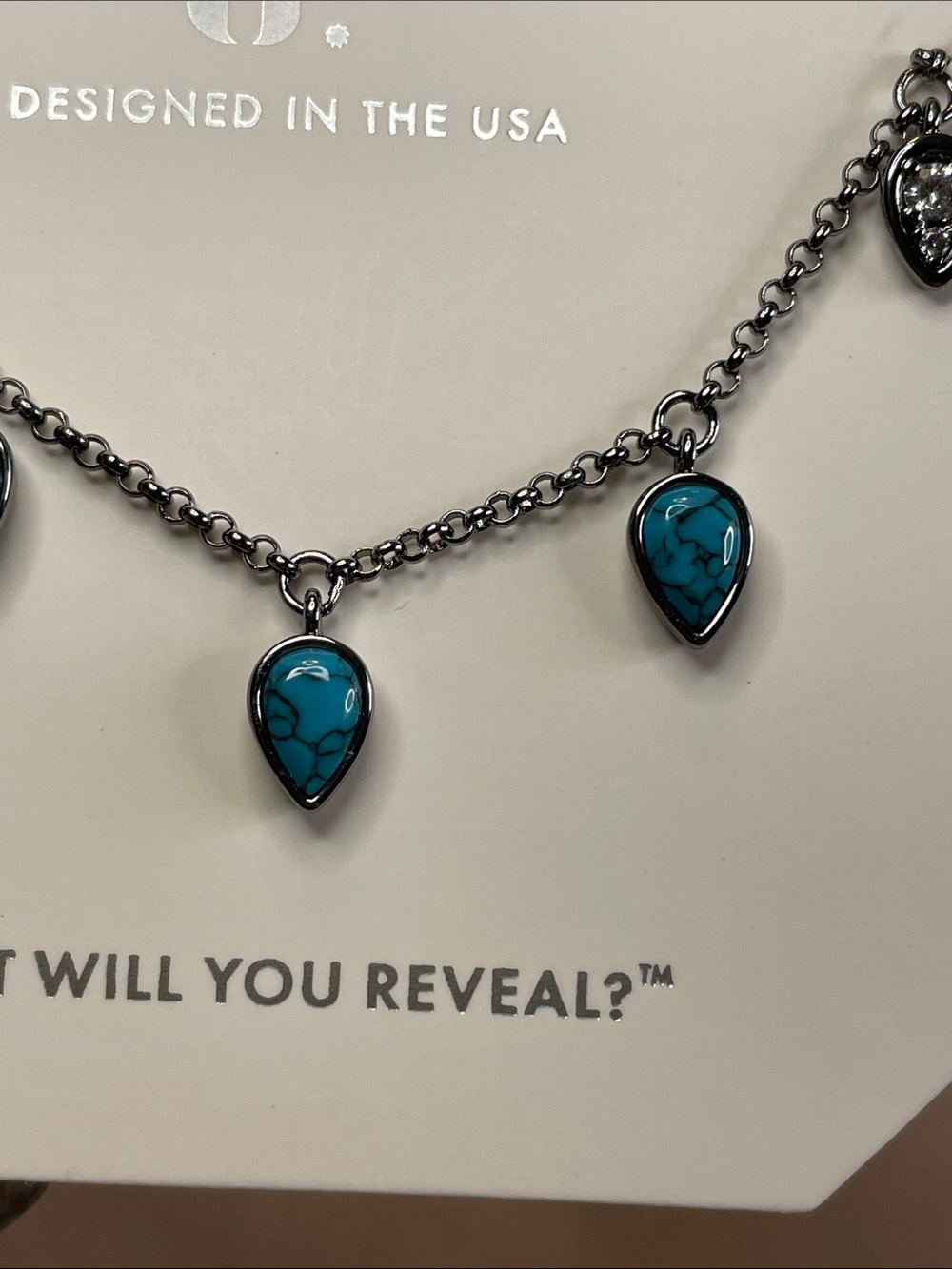 Bomb Party "Necked Out And Loving It" Turquoise on Hematite $168 MSRP - Picture 4 of 5